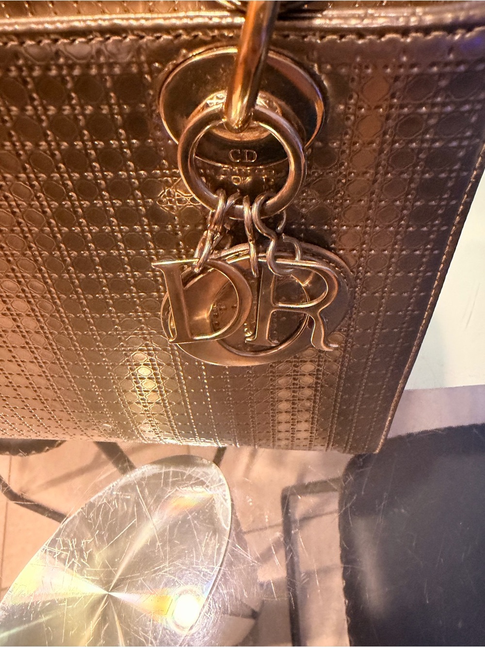 Bronze lady Dior Leather Top-Handle Women’s Bag - Picture 4 of 12